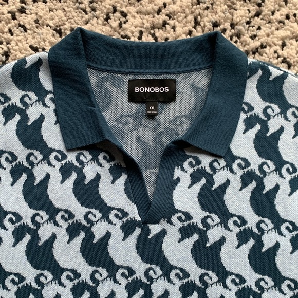 Bonobos Blue and Gray Patterned Polo Shirt - Picture 5 of 14